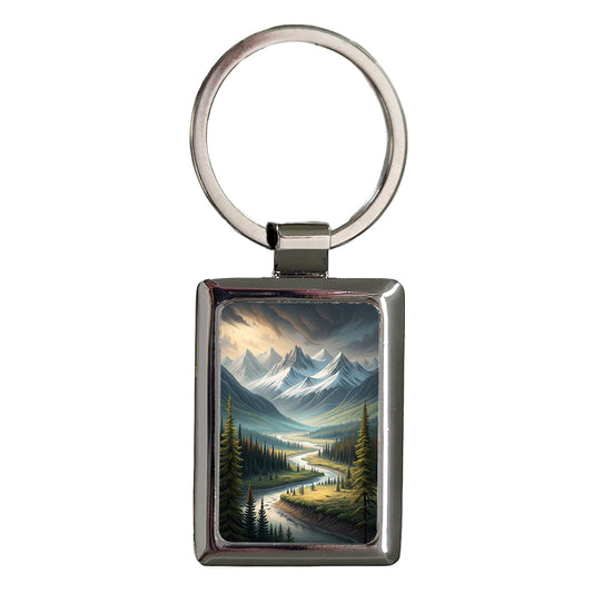 Alaska State Beautiful Scene Rectangle Metal Keychain