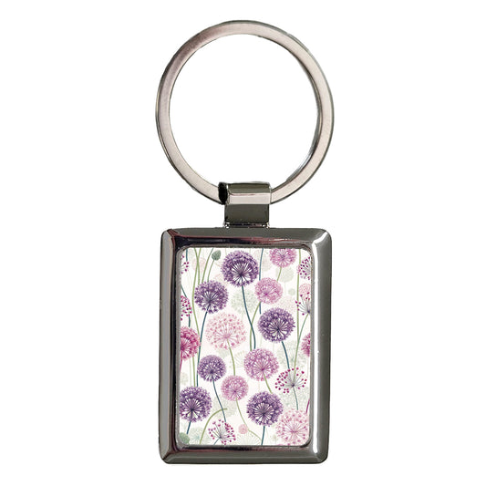 Allium Ornamental Onion Flowers Rectangle Metal Keychain