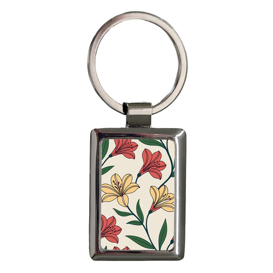 Alstroemeria Flowers Lily of the Incas Sketch Rectangle Metal Keychain