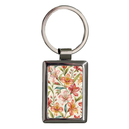 Alstroemeria Flowers Lily of the Incas Rectangle Metal Keychain