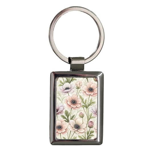 Anemone Buttercup Flowers Rectangle Metal Keychain