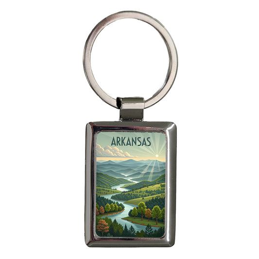 Arkansas State Beautiful Scene Rectangle Metal Keychain