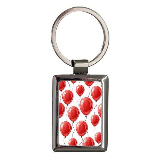 Birthday Balloons Red Rectangle Metal Keychain