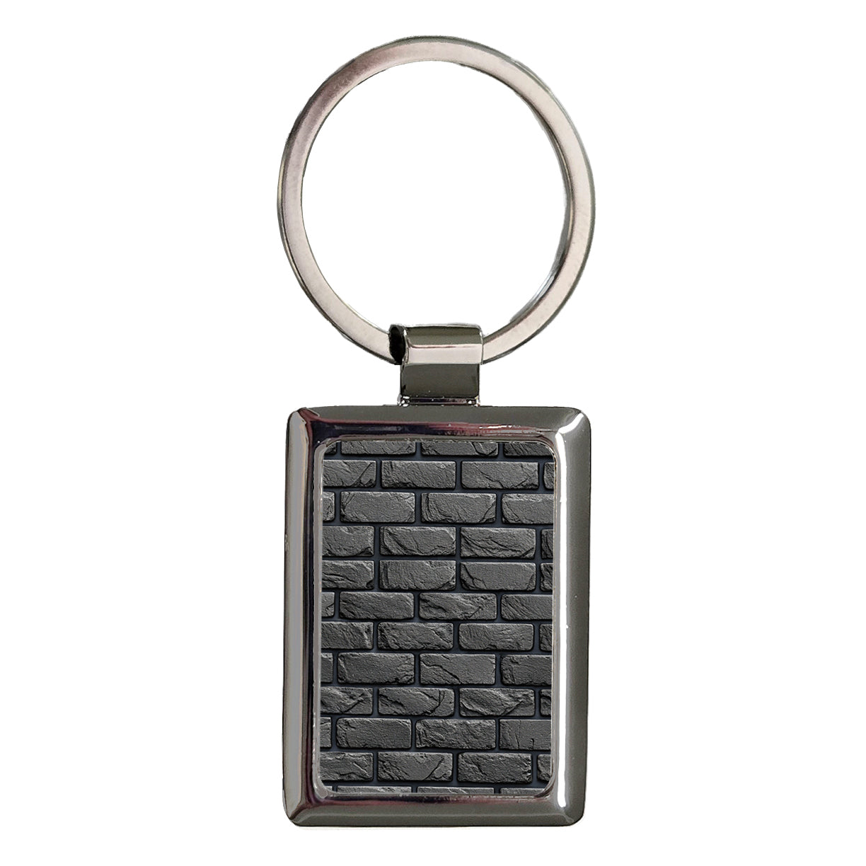 Black Brick Wall Rectangle Metal Keychain