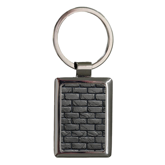 Black Brick Wall Rectangle Metal Keychain