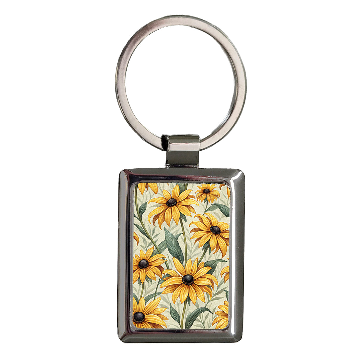 Black Eyed Susan Flowers Yellow Rectangle Metal Keychain