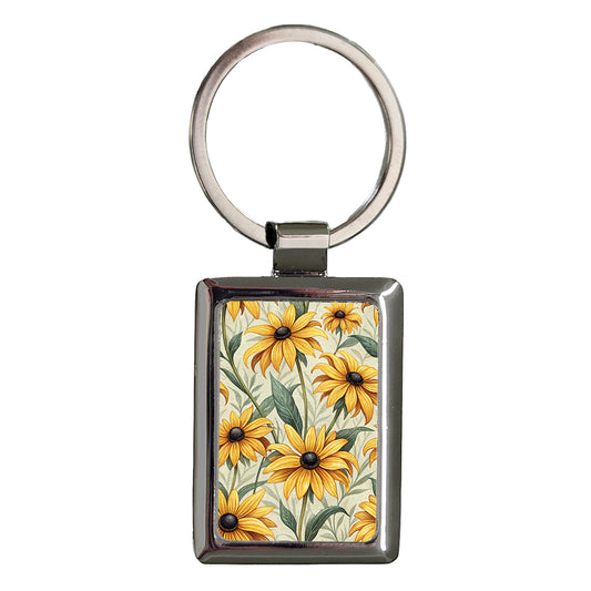Black Eyed Susan Flowers Yellow Rectangle Metal Keychain