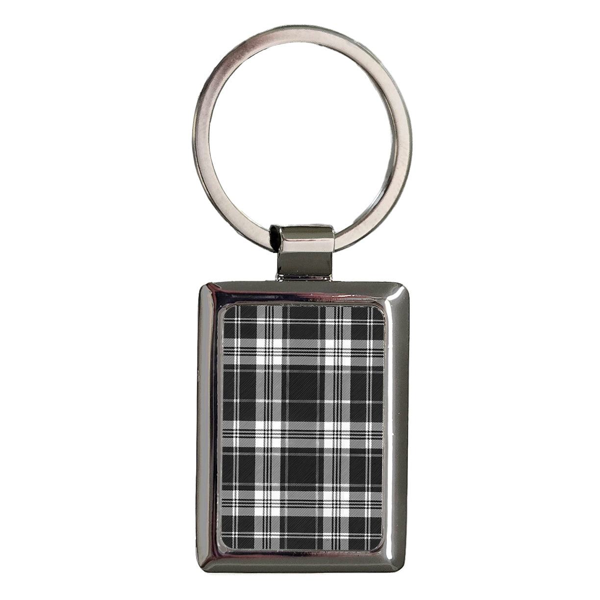 Black Plaid Background Rectangle Metal Keychain