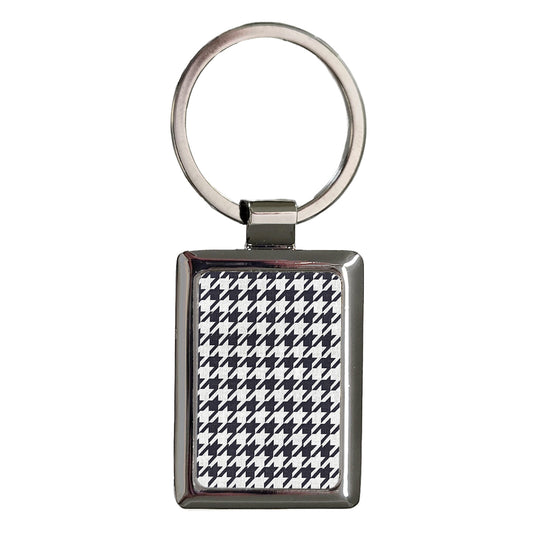 Black White Houndstooth Background Rectangle Metal Keychain
