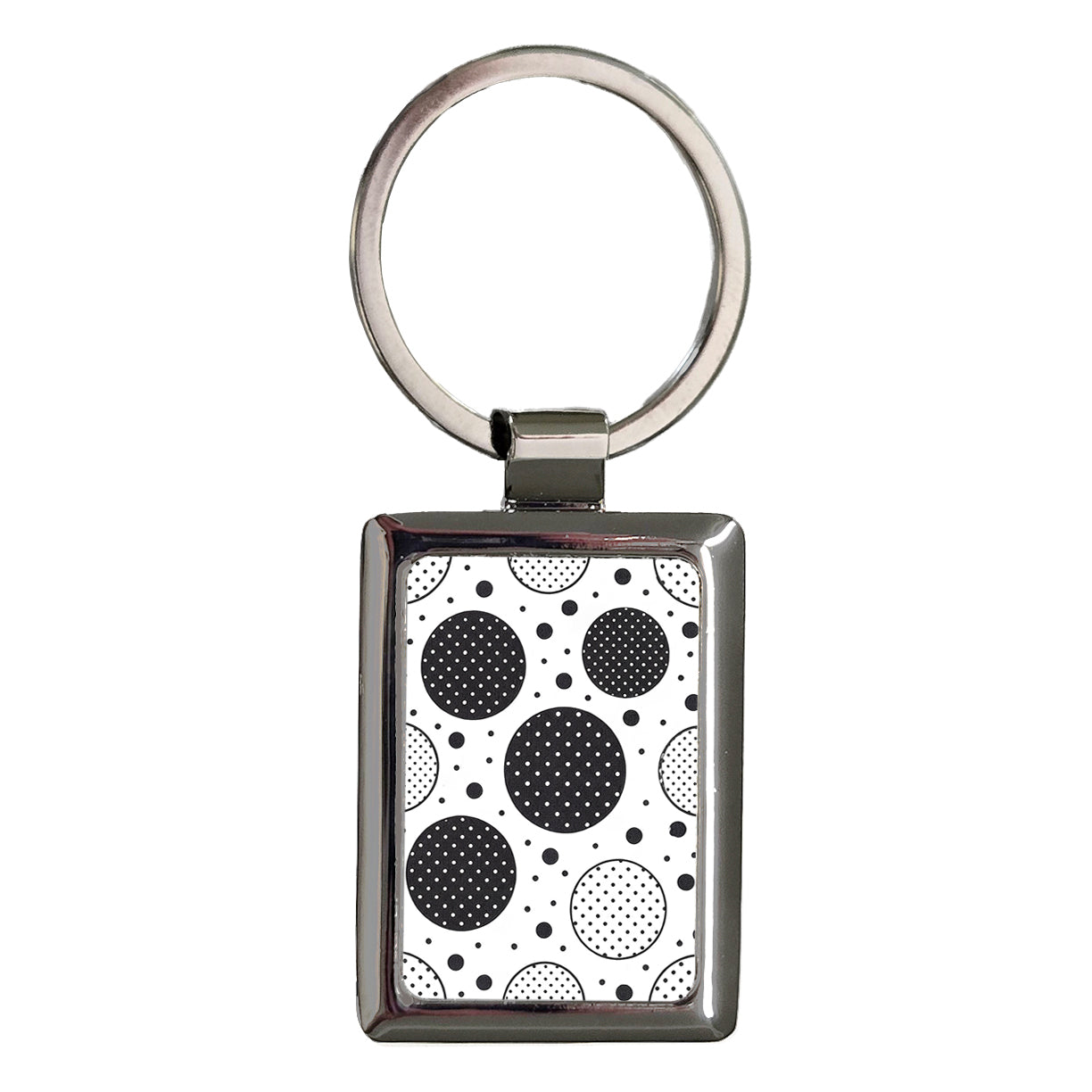 Black White Polka Dots Circles Background Rectangle Metal Keychain
