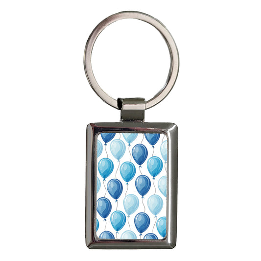 Blue Balloons Background Rectangle Metal Keychain
