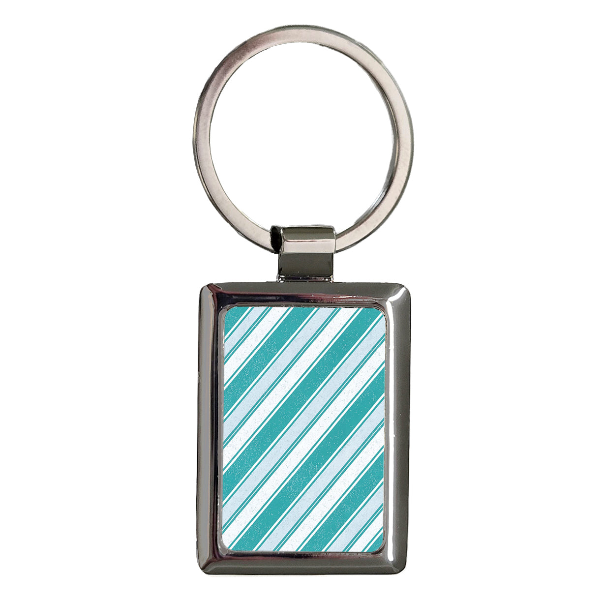 Blue Teal Stripes Background Rectangle Metal Keychain