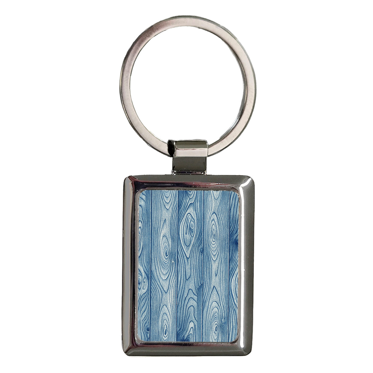 Blue Wood Background Rectangle Metal Keychain