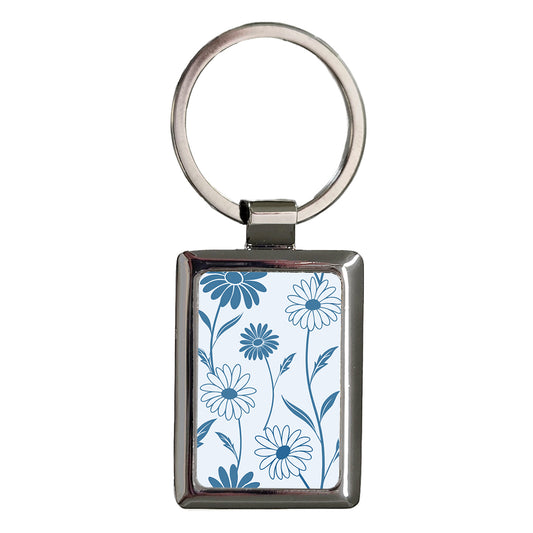 Blues Daisy Daisies Flowers Rectangle Metal Keychain