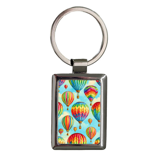 Bright Hot Air Balloons Rectangle Metal Keychain