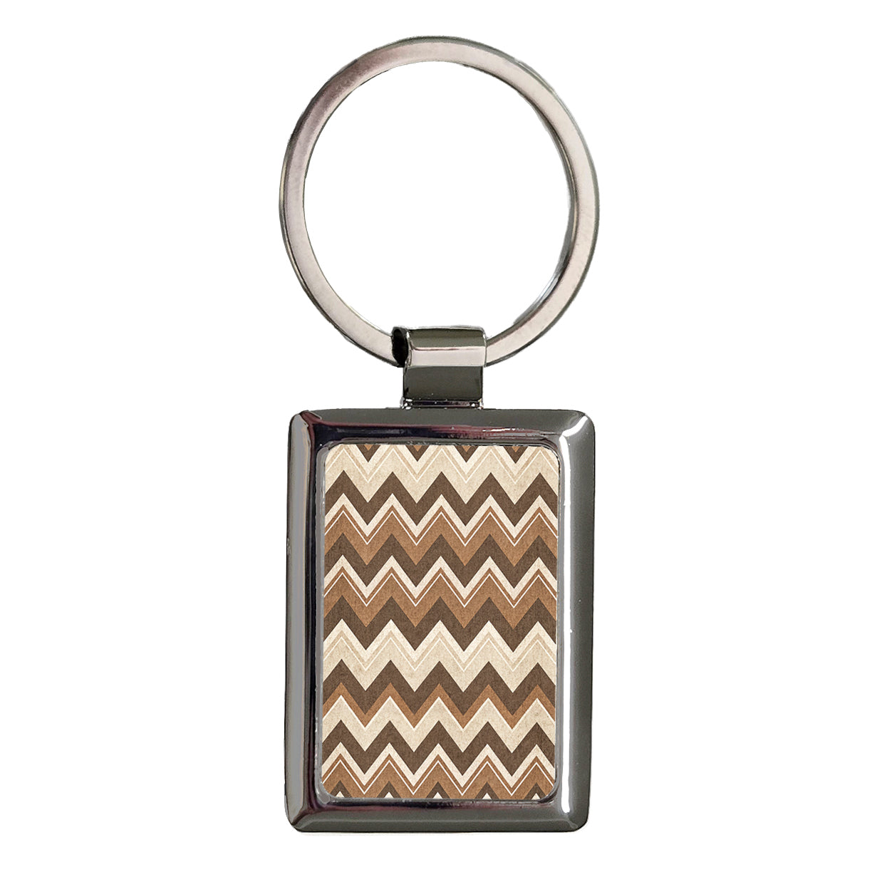 Brown Chevrons Background Rectangle Metal Keychain