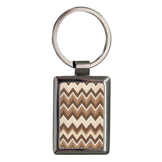 Brown Chevrons Background Rectangle Metal Keychain