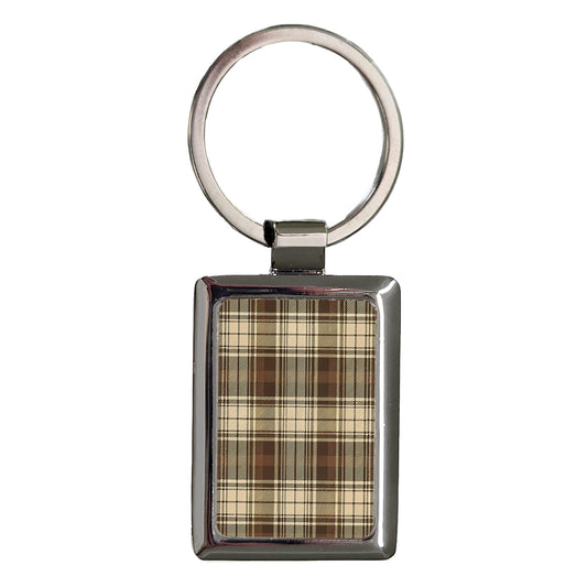 Brown Plaid Background Rectangle Metal Keychain