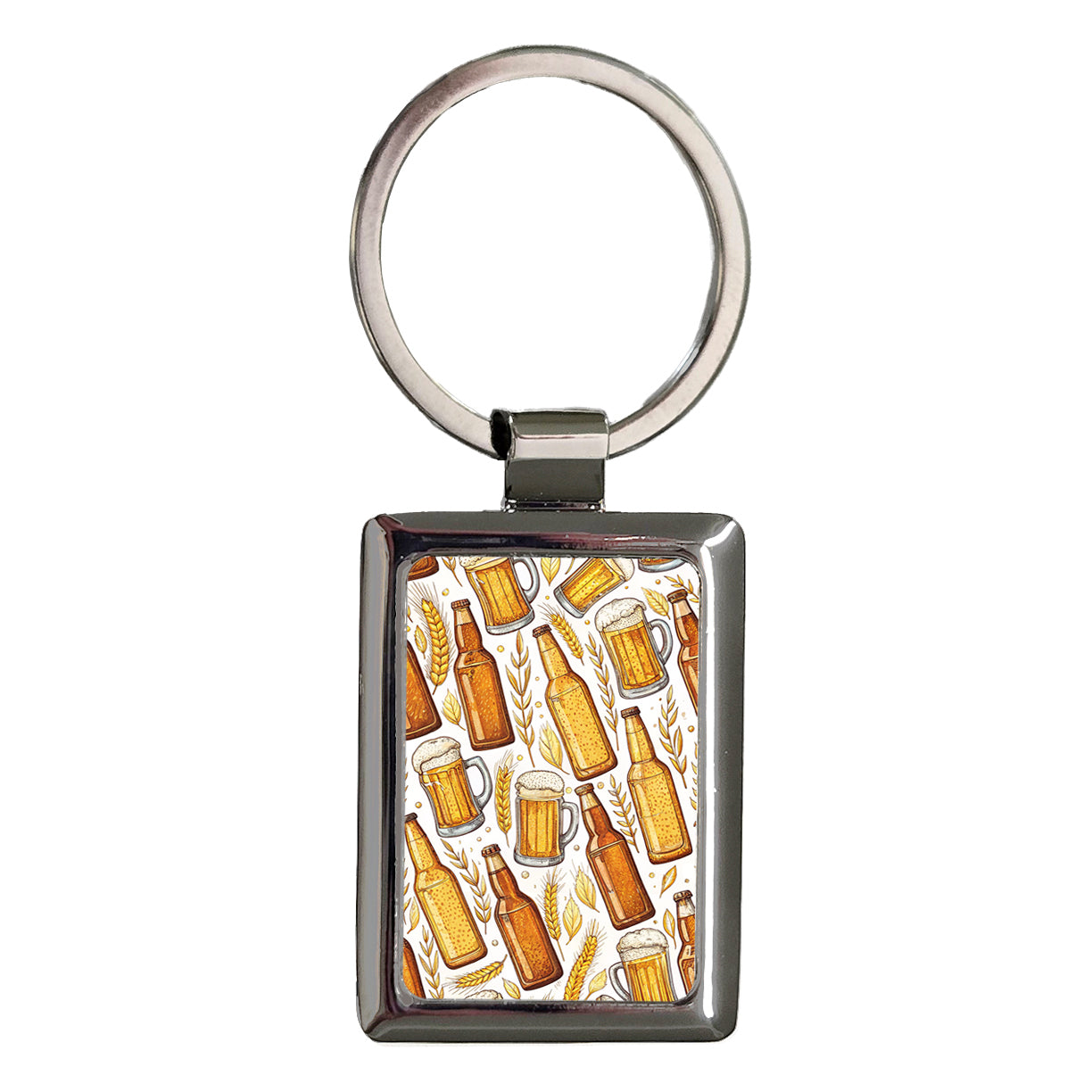 Bunch Of Beer Rectangle Metal Keychain