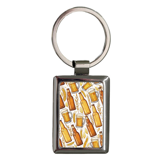 Bunch Of Beer Rectangle Metal Keychain