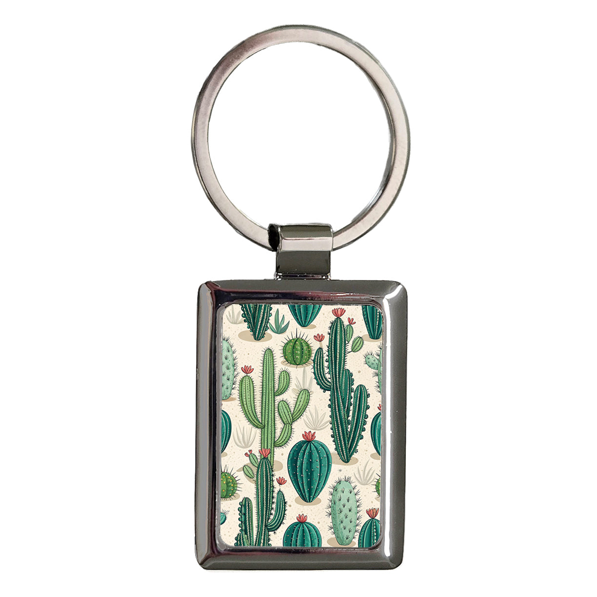 Cactus Variety Desert Background Rectangle Metal Keychain