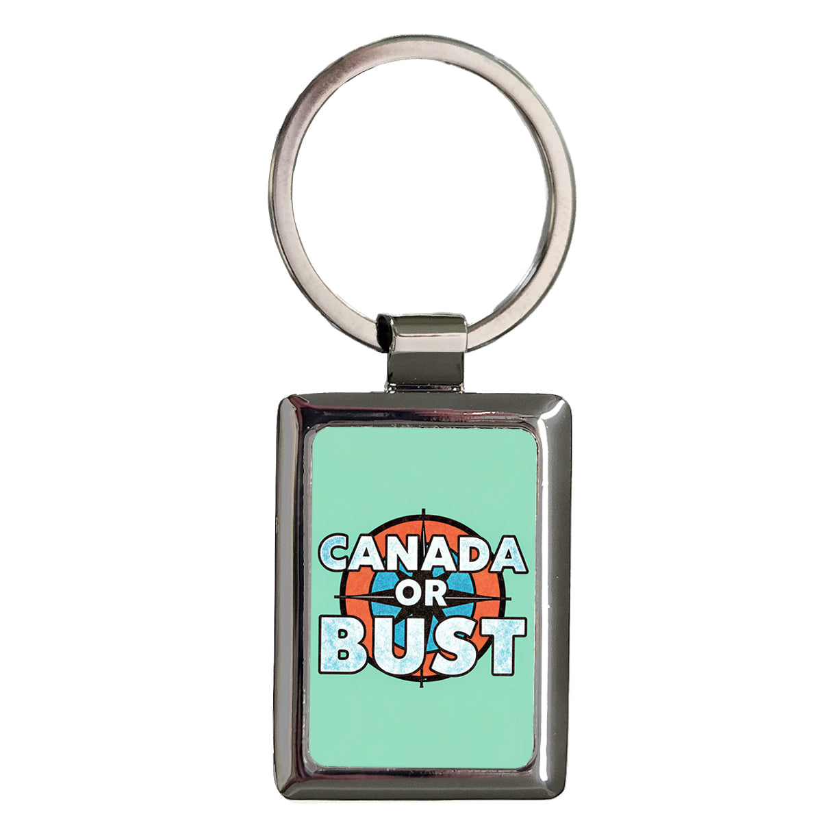 Canada Or Bust Compass Rectangle Metal Keychain