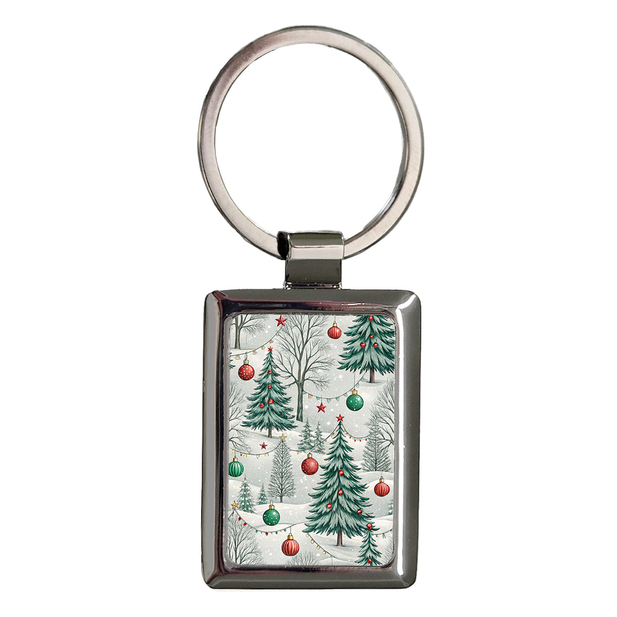 Christmas Scene Winter Backgrounds Rectangle Metal Keychain