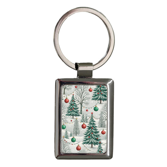 Christmas Scene Winter Backgrounds Rectangle Metal Keychain