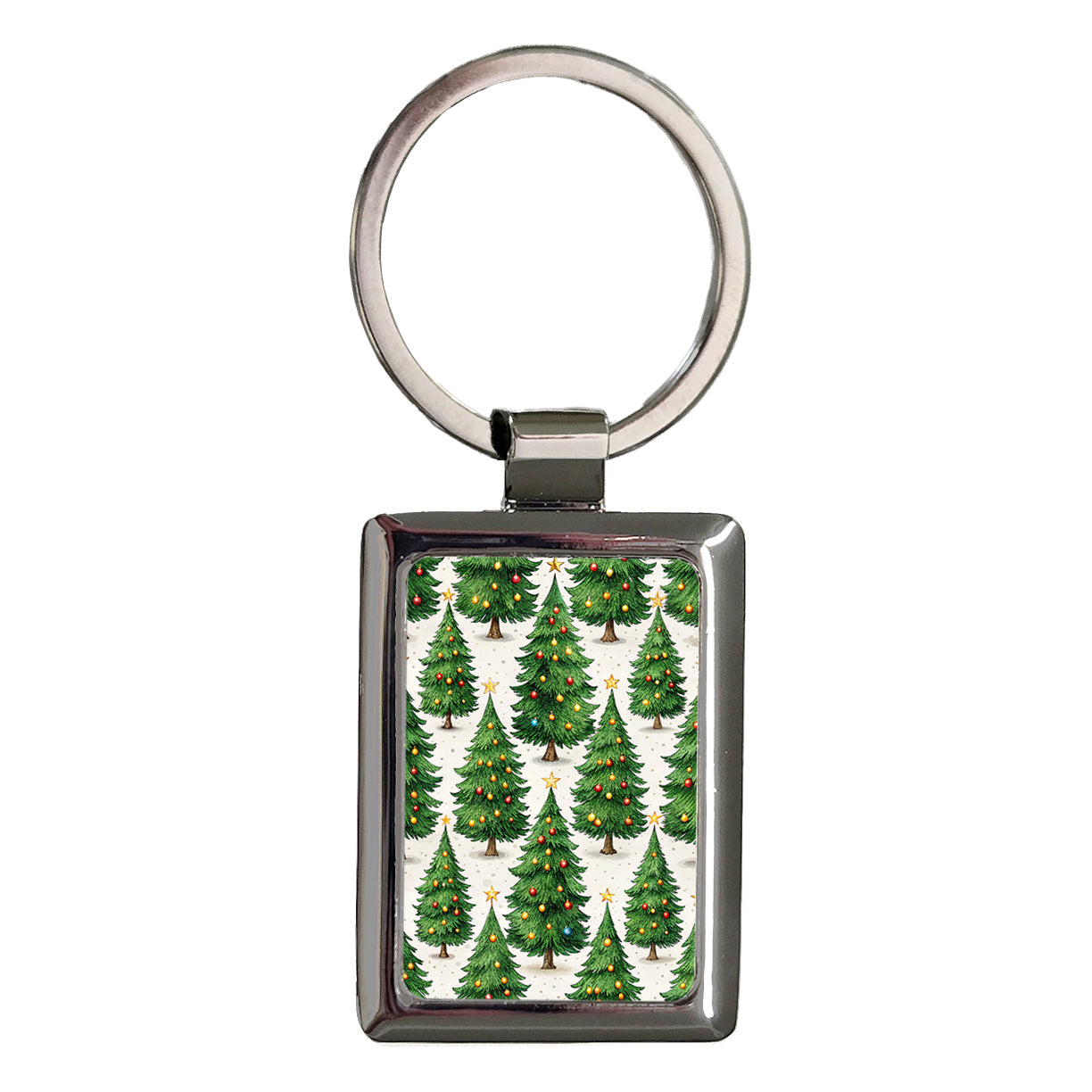 Christmas Trees Background Rectangle Metal Keychain