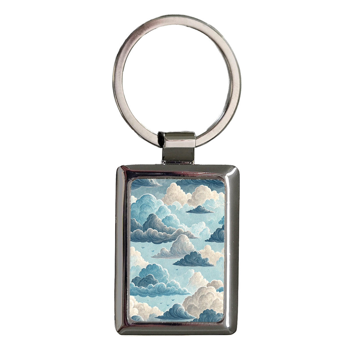 Clouds Cloudy Background Rectangle Metal Keychain