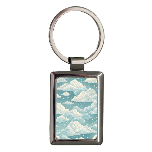 Clouds Sky Lovely Background Rectangle Metal Keychain
