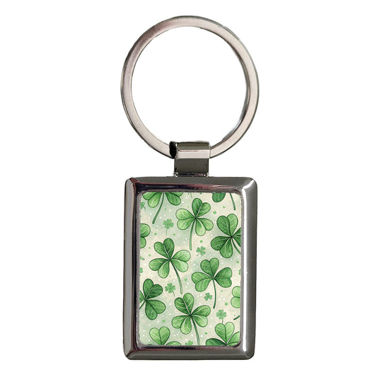 Clover Green Leaves Background Rectangle Metal Keychain