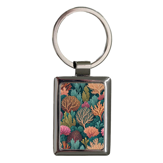 Coral Beautiful Colorful Background Rectangle Metal Keychain