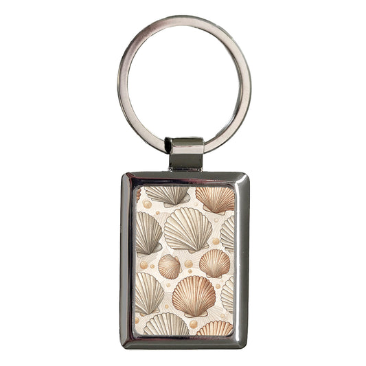 Cute Shells Pattern Rectangle Metal Keychain