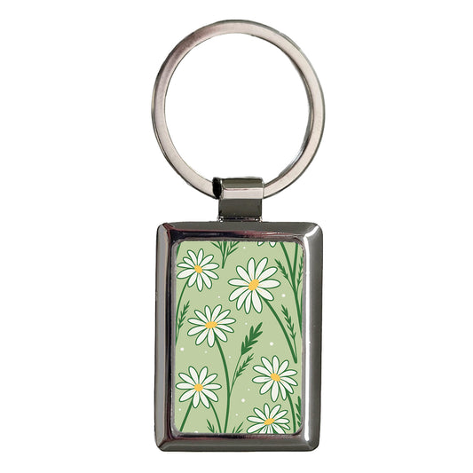 Daisies Daisy Flowers Cute Simple Rectangle Metal Keychain