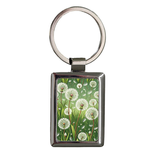 Dandelion Flowers Beautiful Background Rectangle Metal Keychain