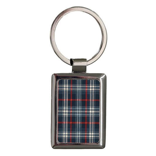 Dark Blue Red Plaid Background Rectangle Metal Keychain