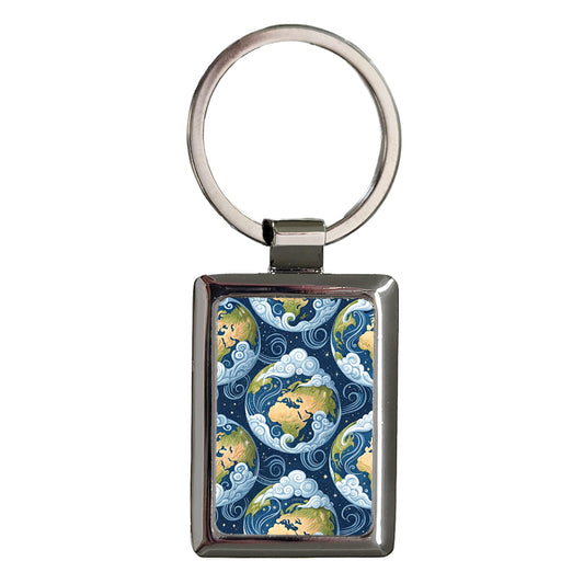 Earth Unique Background Rectangle Metal Keychain