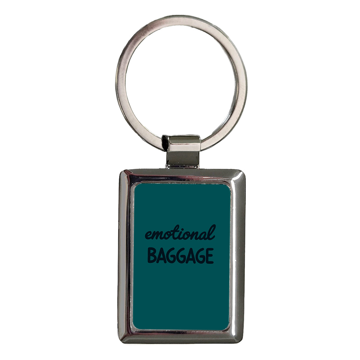 Emotional Baggage Teal Funny Rectangle Metal Keychain