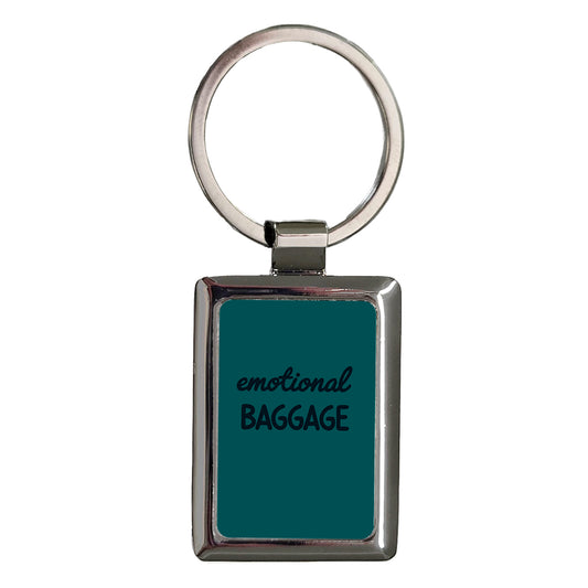 Emotional Baggage Teal Funny Rectangle Metal Keychain