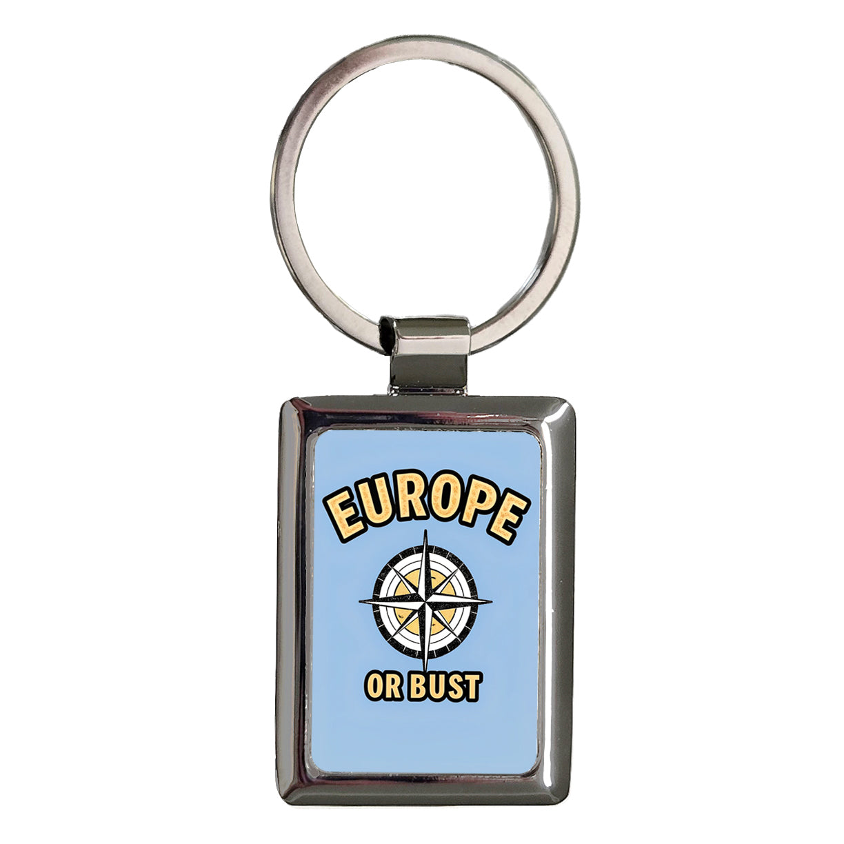 Europe Or Bust Vacation Rectangle Metal Keychain