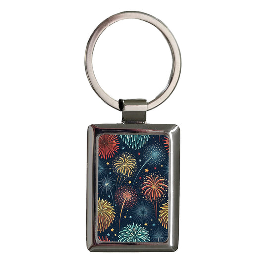 Fireworks Beautiful Stunning Rectangle Metal Keychain