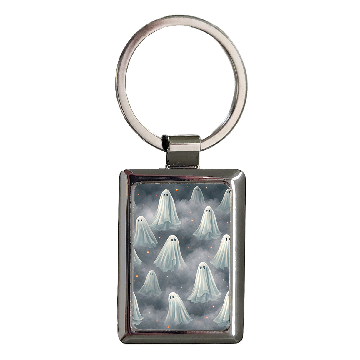 Floating Ghosts Background Halloween Rectangle Metal Keychain