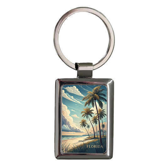 Florida Coast Vacation Rectangle Metal Keychain