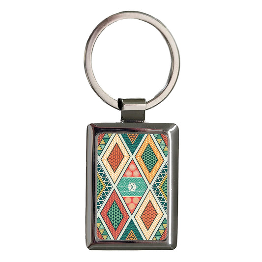 Geometric Pattern Colorful Background Rectangle Metal Keychain