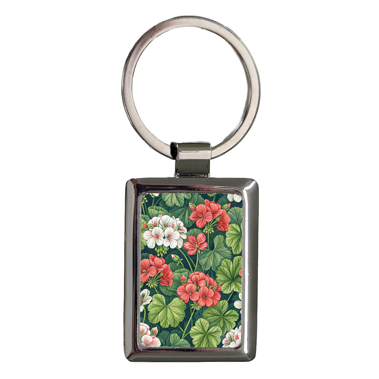 Geranium Flowers Beautiful Background Rectangle Metal Keychain