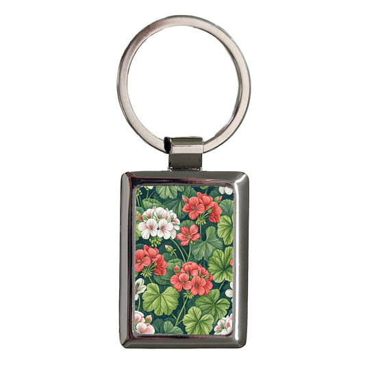 Geranium Flowers Beautiful Background Rectangle Metal Keychain