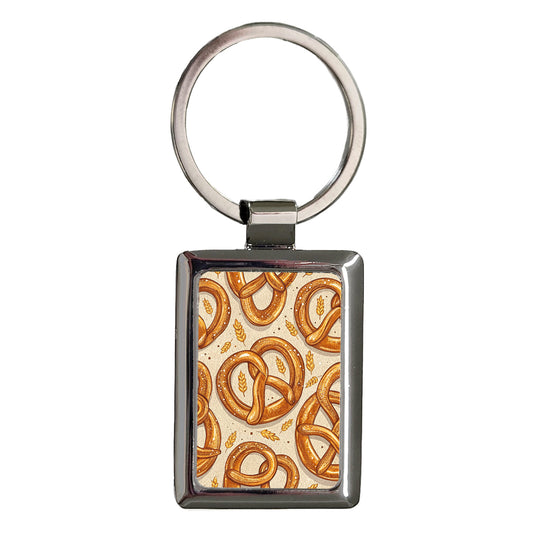 German Pretzels Cute Oktoberfest Background Rectangle Metal Keychain