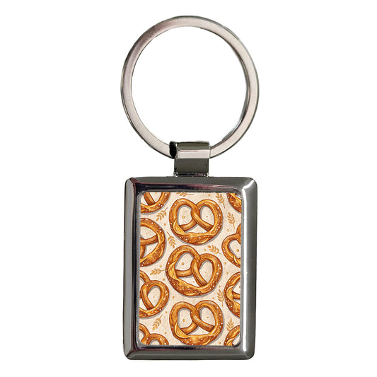 German Pretzels Oktoberfest Octoberfest Background Rectangle Metal Keychain