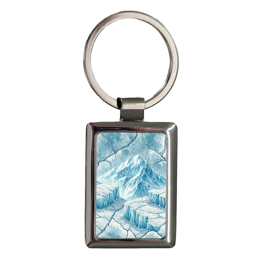 Glacier Cracking Mountain Background Rectangle Metal Keychain